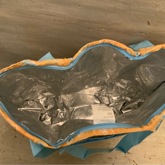 California Innovation Yellow Blue Palm Tree Hibiscus Flower Thermal Tote Bag LN - Picture 8 of 9